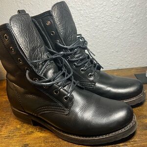 Black Leather combat Boots